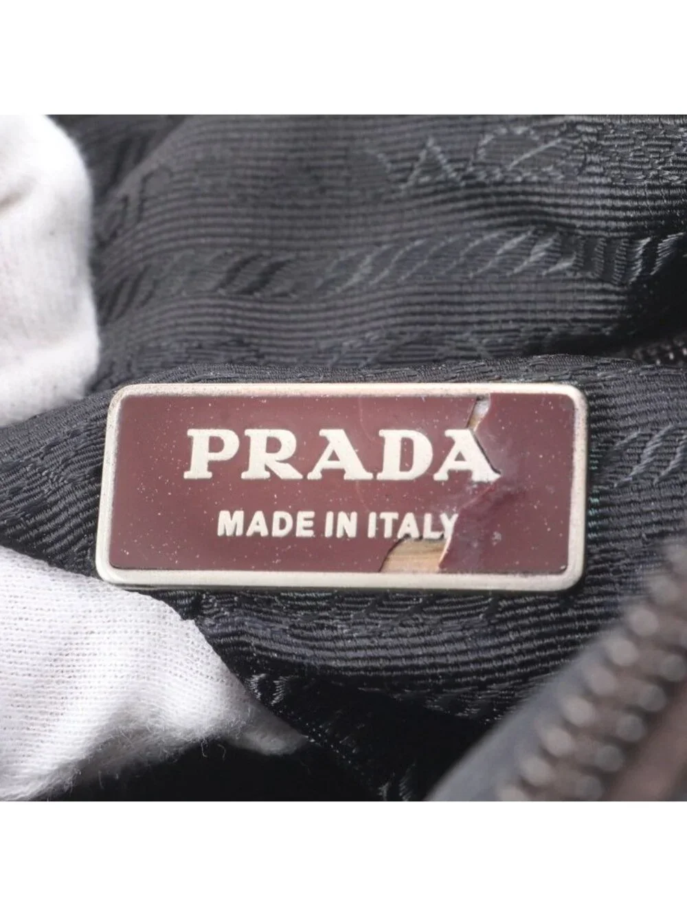 Prada Tessuto Nylon Triangle Logo Leather Shoulder Bag Crossbody Messenger Black